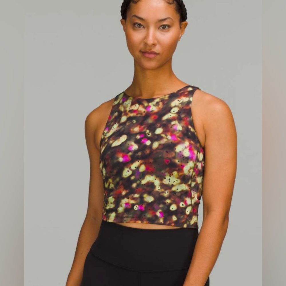 Lululemon Align High Neck Tank Top Soft Focus Splatter Green Multi Color